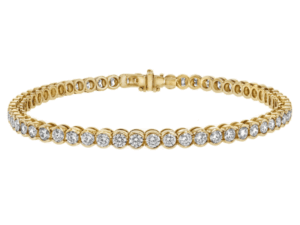 half bezel set diamond tennis bracelet in 18ct yellow c609