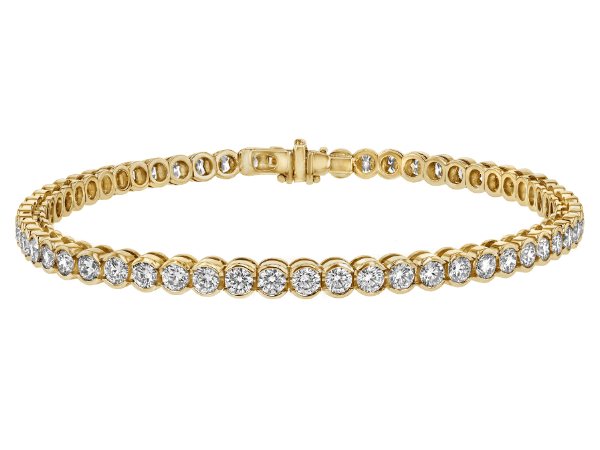 half bezel set diamond tennis bracelet in 18ct yellow c609