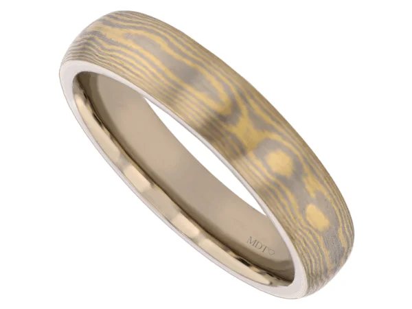 Mokume Gane Wedding Ring in 18ct White and Yellow Gold C701 4
