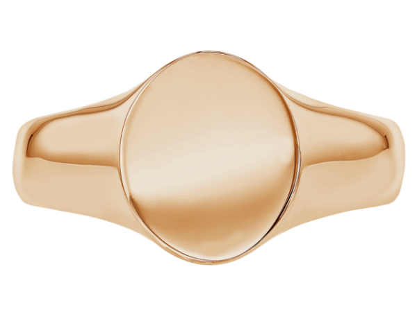 oval shape men’s signet ring in 18ct Rose gold c657 - top view