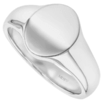 oval shape men’s signet ring in 18ct White gold c657