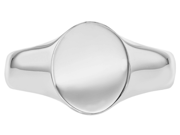 oval shape men’s signet ring in 18ct White gold c657 - top view