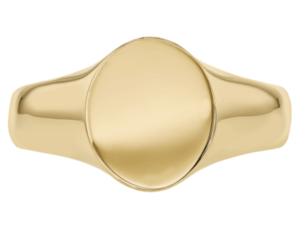 oval shape men’s signet ring in 18ct Yellow gold c657 - top view