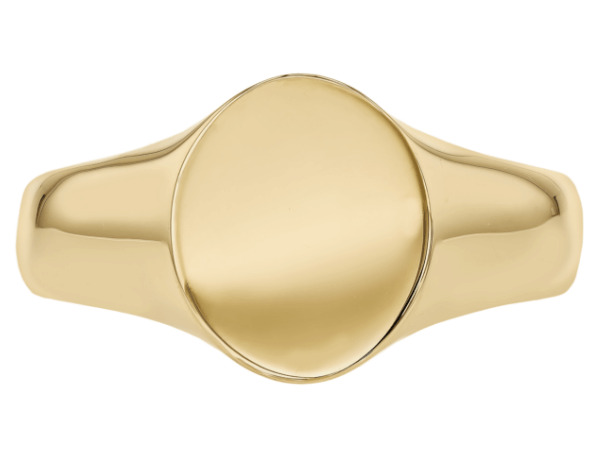 oval shape men’s signet ring in 18ct Yellow gold c657 - top view