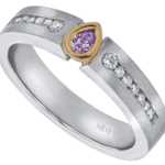 pear pink diamond ring with rose gold bezel setting and side diamonds c1043