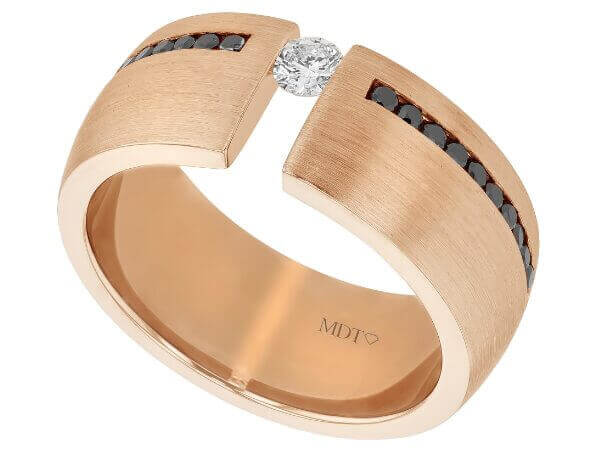 tension set diamond ring with black diamonds c654