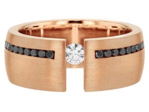 tension set diamond ring with black diamonds c654