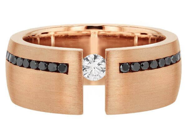 tension set diamond ring with black diamonds c654