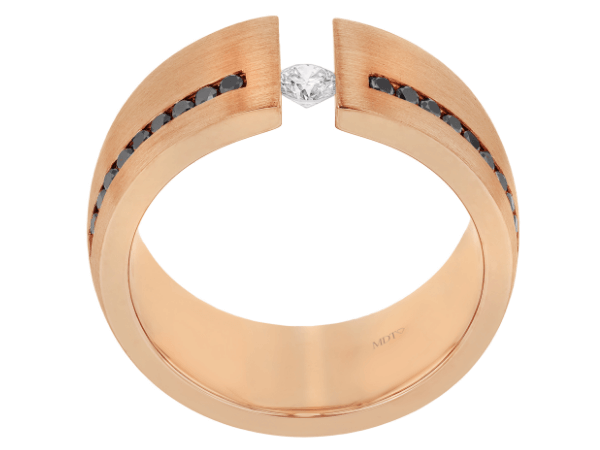 tension set diamond ring with black diamonds c654