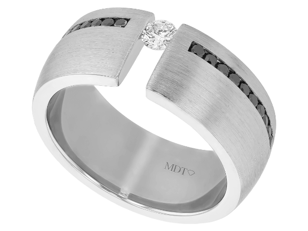 tension set diamond ring with black diamonds c654