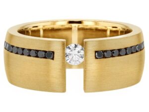 tension set diamond ring with black diamonds c654
