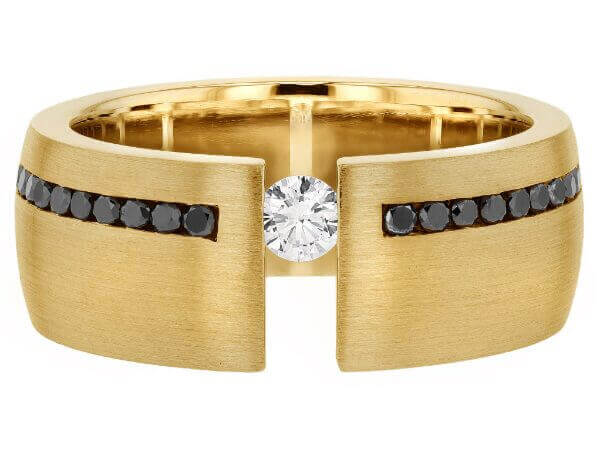 tension set diamond ring with black diamonds c654