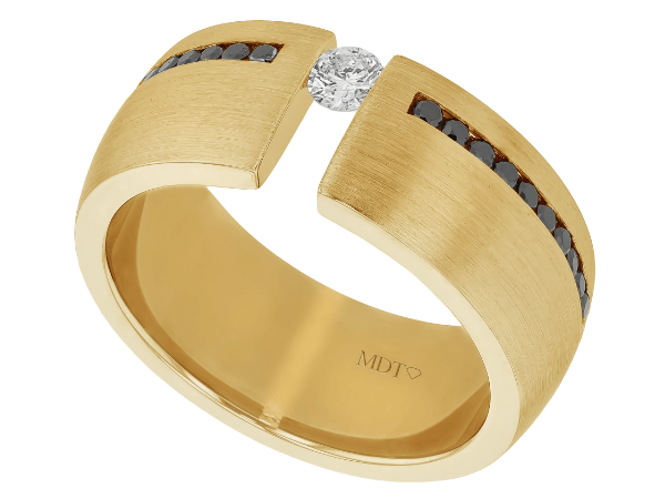 tension set diamond ring with black diamonds c654