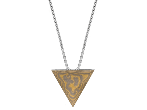 triangle mokume gane gold pendant c795