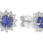 blue sapphire and diamond halo earrings c1098