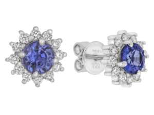 blue sapphire and diamond halo earrings c1098