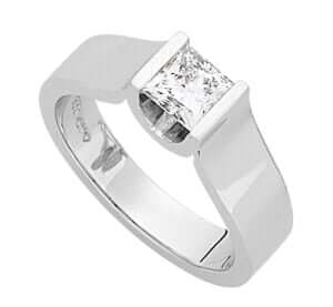 C907 Princess Cut Diamond Bar Set Solitaire Engagement Ring 