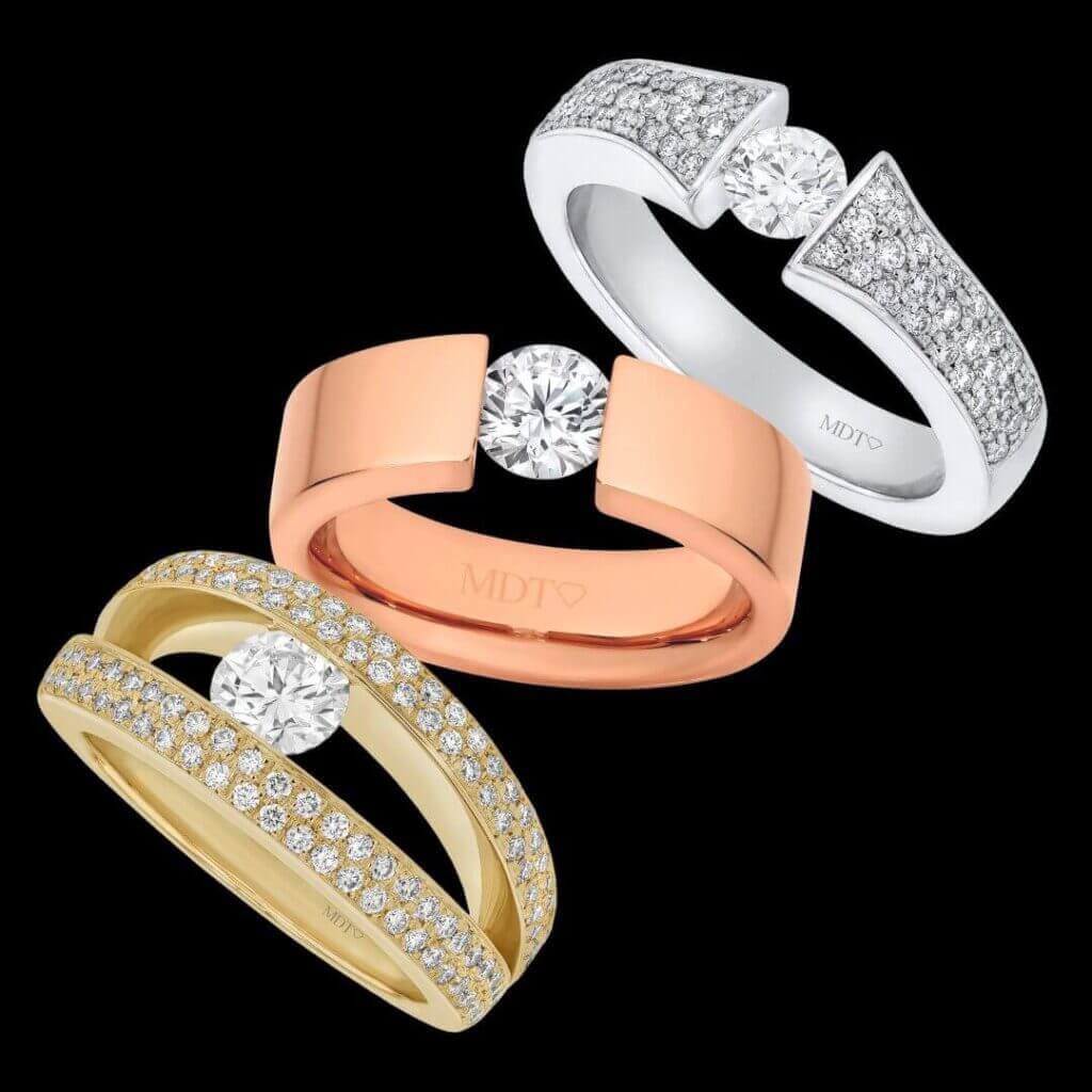 diamond tension set rings engagement rings melbourne
