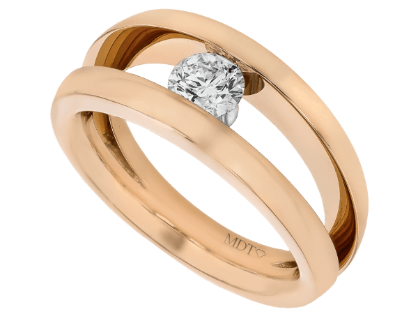 rose gold diamond tension set engagement ring with split band c251
