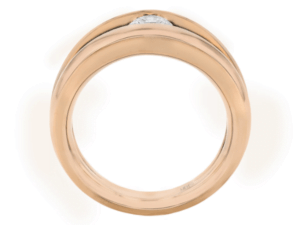 rose gold diamond tension set engagement ring with split band c251 - side view