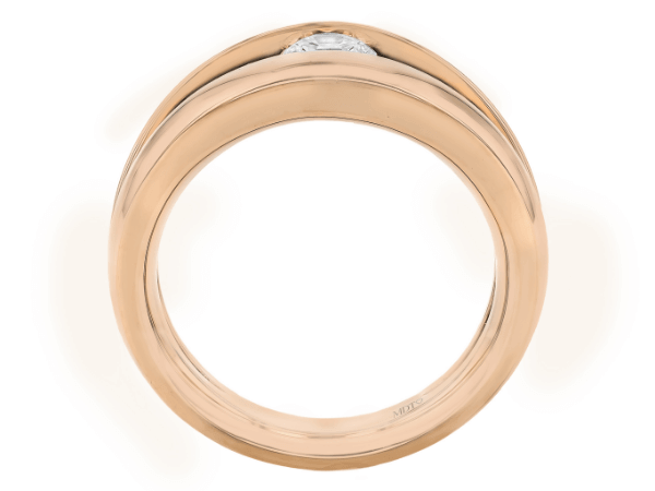 rose gold diamond tension set engagement ring with split band c251 - side view