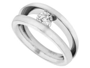 18ct white gold diamond tension set engagement ring with split band c251