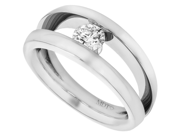 18ct white gold diamond tension set engagement ring with split band c251