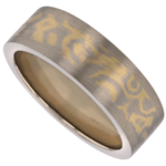 flat mokume gane ring with white gold trim c715 9