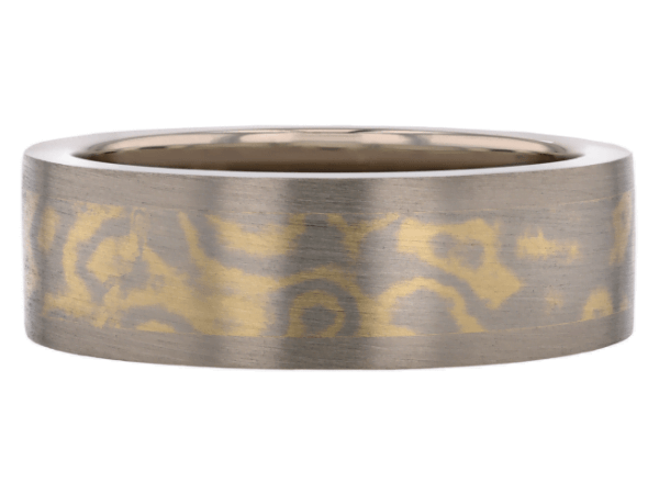 flat mokume gane ring with white gold trim c715 9