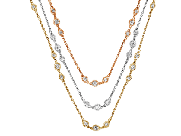 gold bezel set diamond necklace chains c986