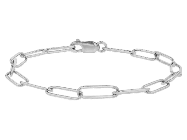 ladies paperclip white gold bracelet