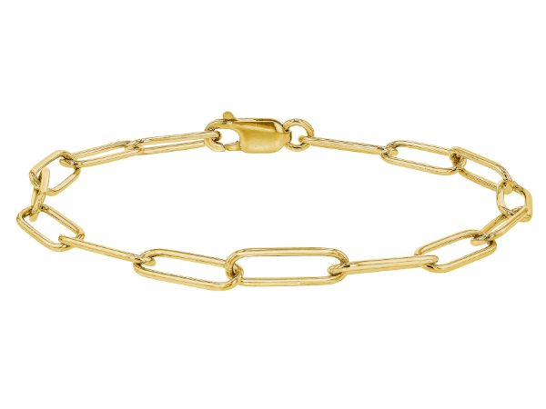 ladies paperclip link yellow gold bracelet chain