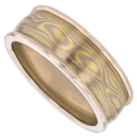 half round mokume gane ring with white gold tracks c707