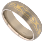 half round mokume gane ring with white gold tracks c715