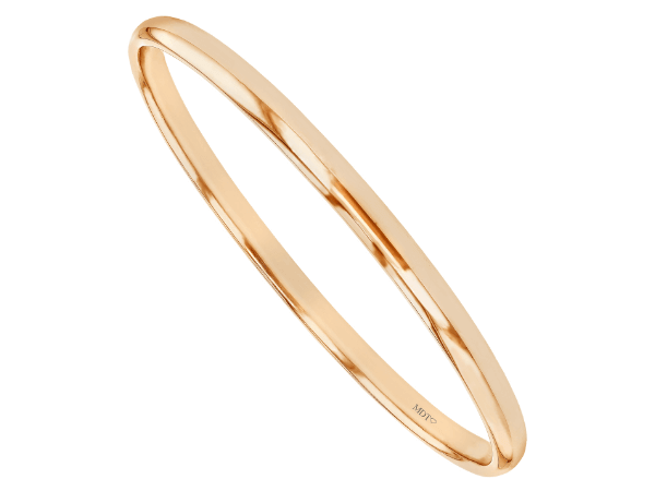 half round polished solid 18ct rose gold bangle