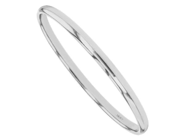 half round polished solid 18ct white gold bangle