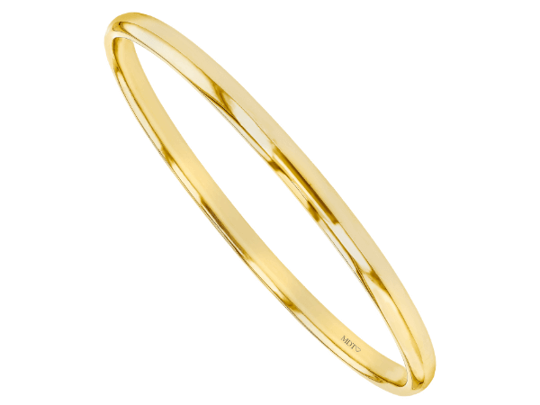 half round polished solid 18ct yellow gold bangle