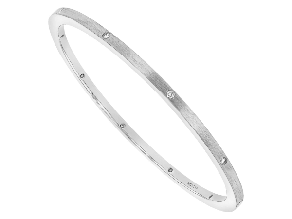 hammer set diamond solid 18ct white gold bangle