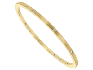 hammer set diamond solid yellow gold bangle