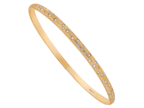 ladies 18ct rose gold random diamond set bangle