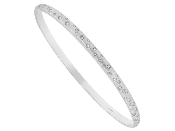 ladies 18ct white gold random diamond set bangle