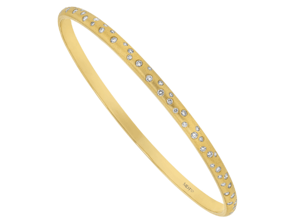 ladies 18ct yellow gold random diamond set bangle