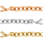ladies oval link 18ct gold bracelets in 3 different colours