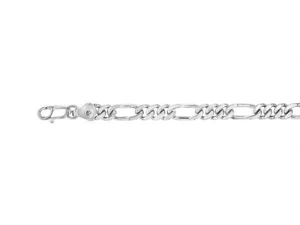 9ct white gold men’s figaro bracelet 3-1 c1130