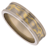 men’s gold mokume gane ring with white gold tracks c708 6.6