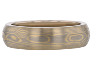 men’s gold mokume gane ring with white gold tracks c708 6.6
