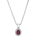 oval ruby and diamond halo pendant necklace c1053