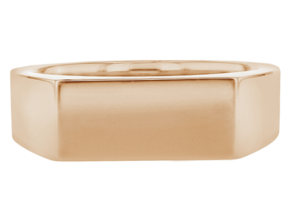 rectangular 18ct rose gold men’s signet ring c258 - Top view