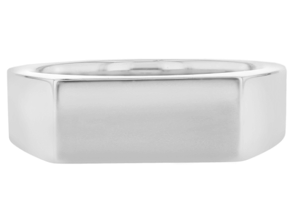 rectangular 18ct white gold men’s signet ring c258 - Top view