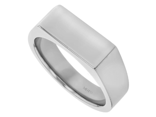 rectangular 18ct white gold men’s signet ring c258